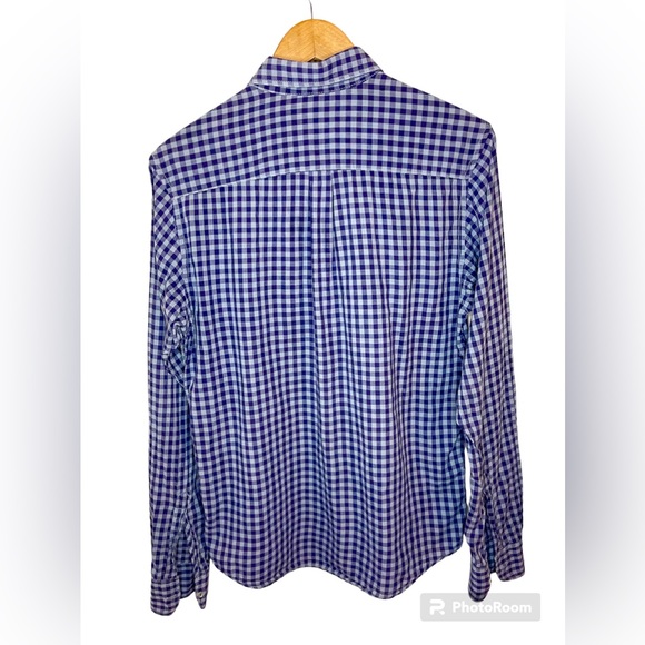 Save Khaki blue gingham button down shirt, men’s small. - Picture 2 of 3